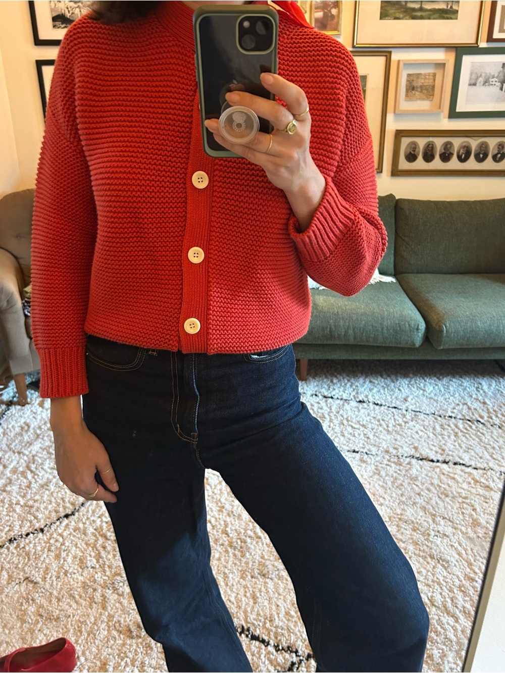 Alex Mill Navy Cardigan with Red Trim